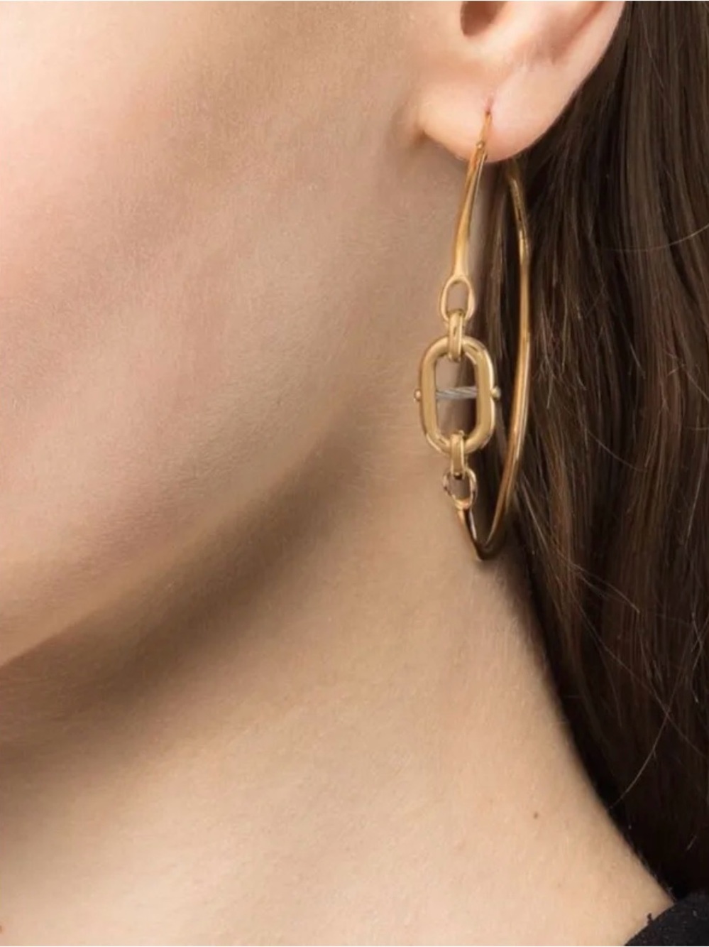 NWT Charriol St Trope Mariner Chain Detail Gold Hoop Earrings
